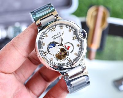 Cartier 316L Steel Automatic Movement 44*11MM Black/White/Blue Dial Watch